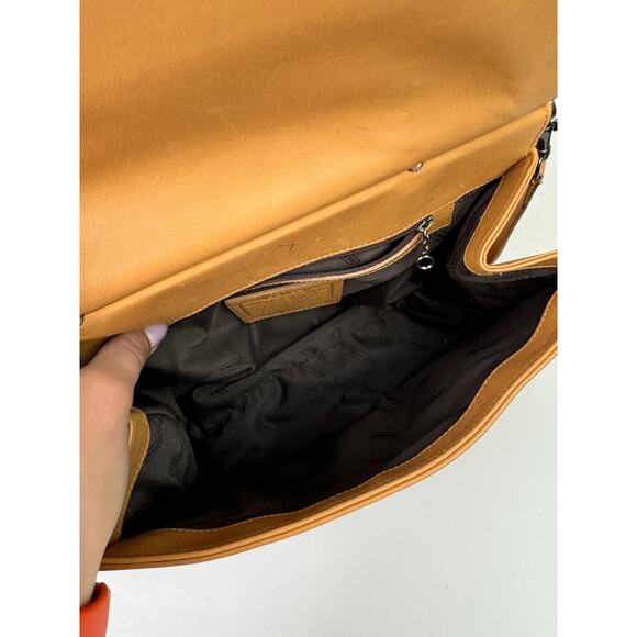 Vintage COACH Handbag Tan Leather Inner Pocket Magnetic Top Handle Crossbody Bag - Picture 13 of 15